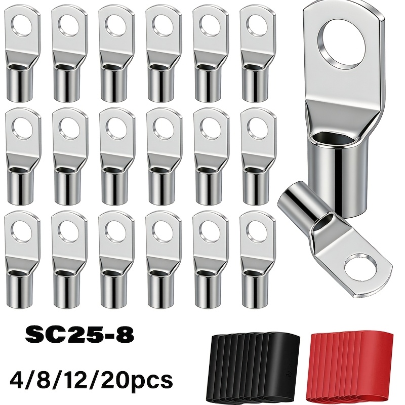 Heat Shrink Tubing - 4/8/12/20PCS 6AWG-SC25-8 Tinned Copper Battery Terminals
