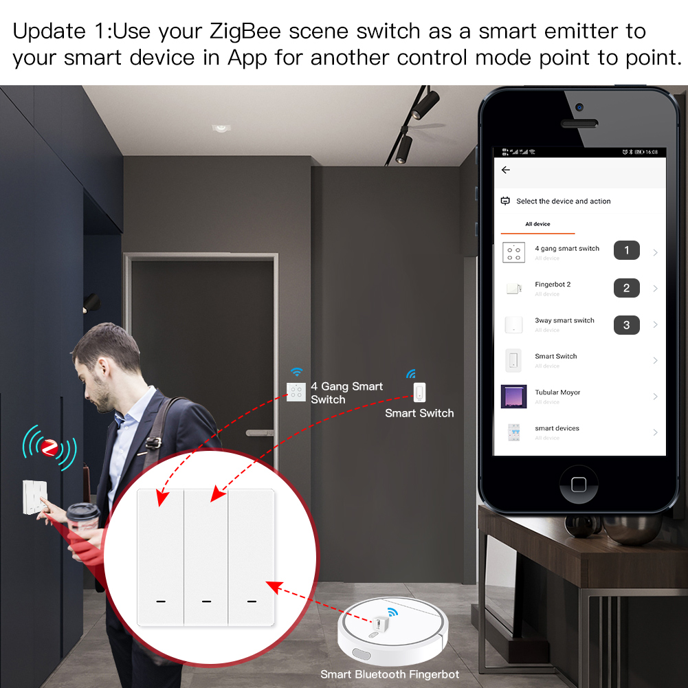 MOES Tuya ZigBee Scene Switch  - đánh giá và giá Push Button Tactile