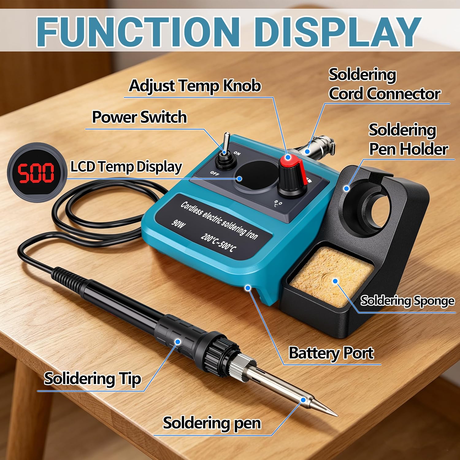 90W LED Digital Cordless Solde - đánh giá và giá Diy Electronics Repair Kit